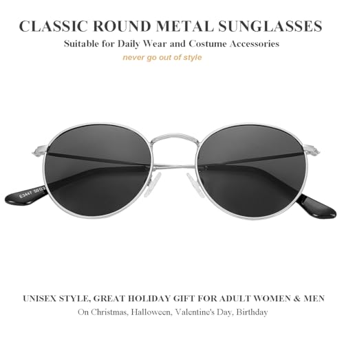 Gleyemor Classic Polarized Round Sunglasses for Women Men, Trendy Metal Frame Shades4