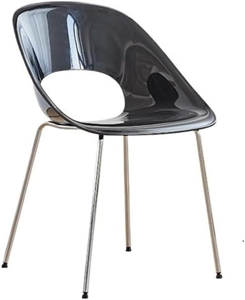 Stool, Modern Mid-Century Dining Chair Plastic for Kitchen with Metal Legs for Living Room Bedroom Vanity(Black)