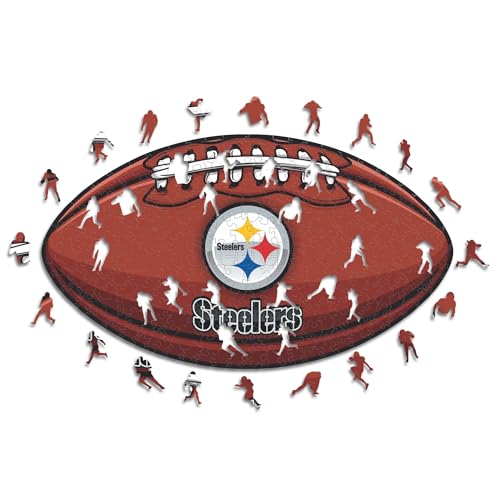 Iconic Puzzles, Pittsburgh Steelers crest, 100% eco-sustainable wooden puzzle with official license NFL, size M, 270 pieces