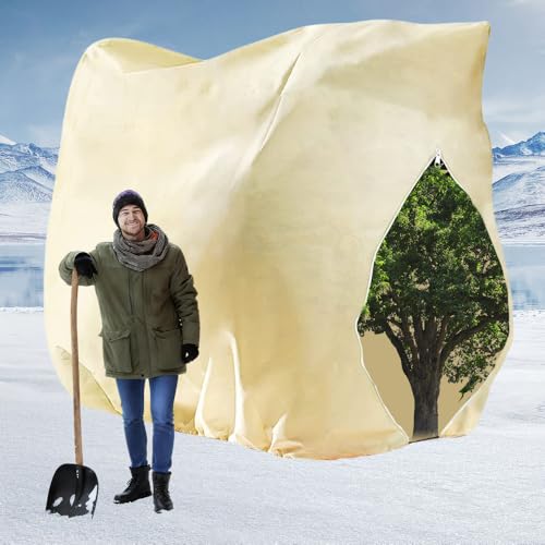 LYPPUL 250X360cm Protección Invernal para Plantas, Cubierta Anticongelante para Plantas y Maceta, Funda de protección Invernal con cordón de Cierre para Patio y jardín Plantas en macetas