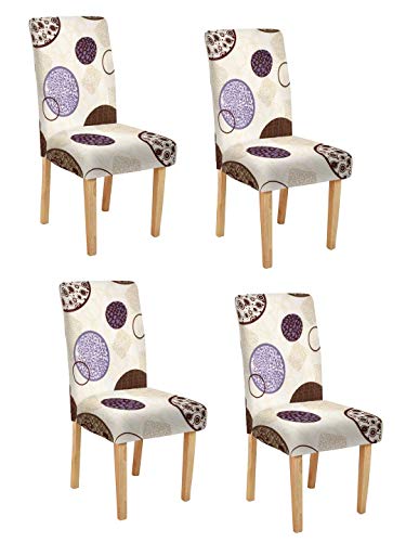 Image of Cortina Dining Chair Slipcover | Anti Slip Chair Cover | Geometric Print, Removable & Easy Wash | Universal Fit Super Soft Stretchy Polyester Spandex | Living Room, Kitchen, Hall | Pack of 4, Multi 1