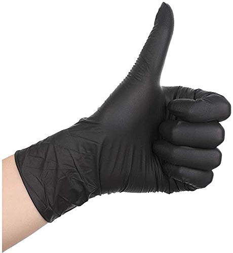 100 Pcs Disposable Gloves - Nitrile and Vinyl Blend - Latex and Powder Free - Thick Multipurpose Working Gloves (Black, XL)