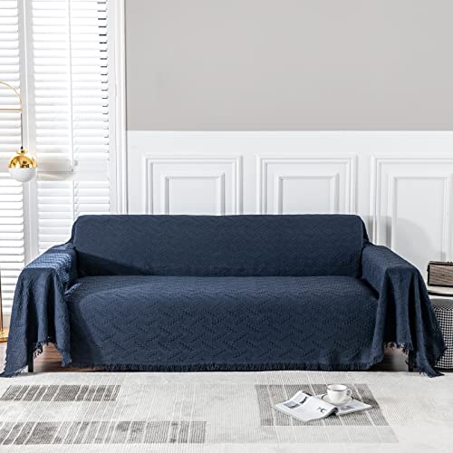 Meetsky Sofa Covers Couch Cover L Shape Sectional Couch Covers Sofa Slipcover For Reclining Couch 3 Seat Washable Soft Throws Cover Blankets Decorative For Living Room(X-Large: 71" X 118", Navy) #TOP8