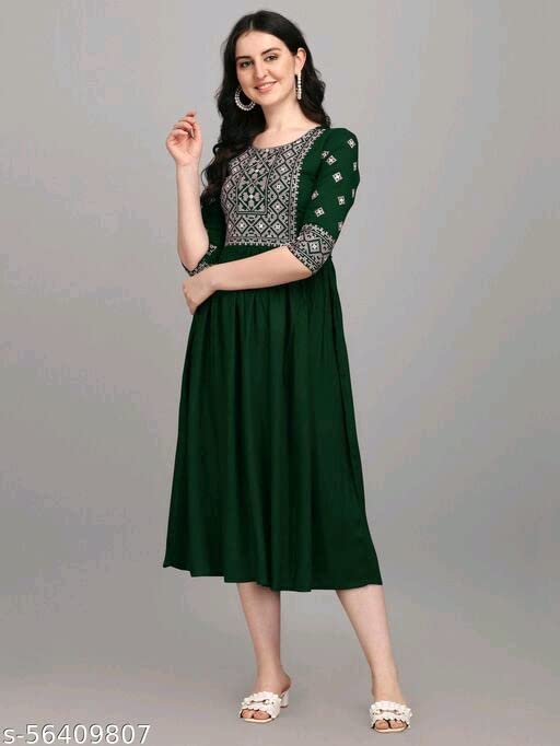 Image of Shreeji Garment Anarkali Kurti for Stylish Women /Designer Rayon Embroidered Women Kurta