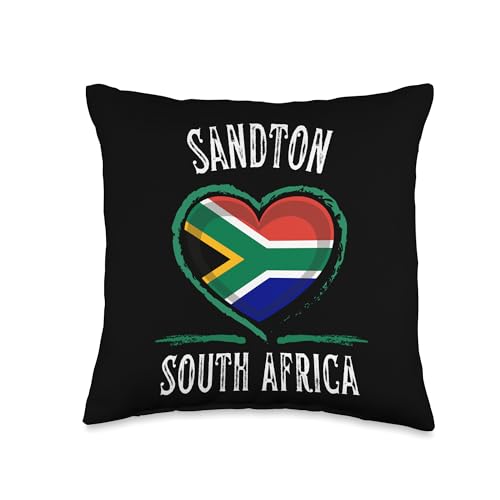 South Africa Flag Heart Sandton City Throw Pillow