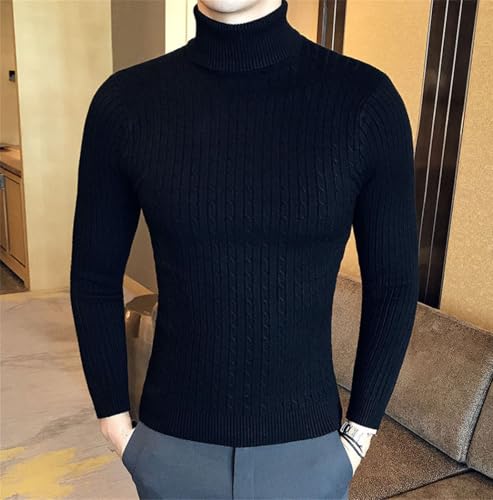 Men's High Neck Sweater Solid Color Knitted Warm Casual Turtleneck Woolen Winter Outdoor Top2