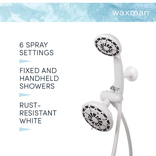 Regadera blanca fija con cabezal portátil 4.5 pulg miniatura 2