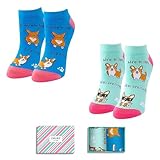 Zmart Corgi Gifts for Women - Novelty Fun Crazy Silly Ankle Dog Socks, Dog Lover Gifts for Her
