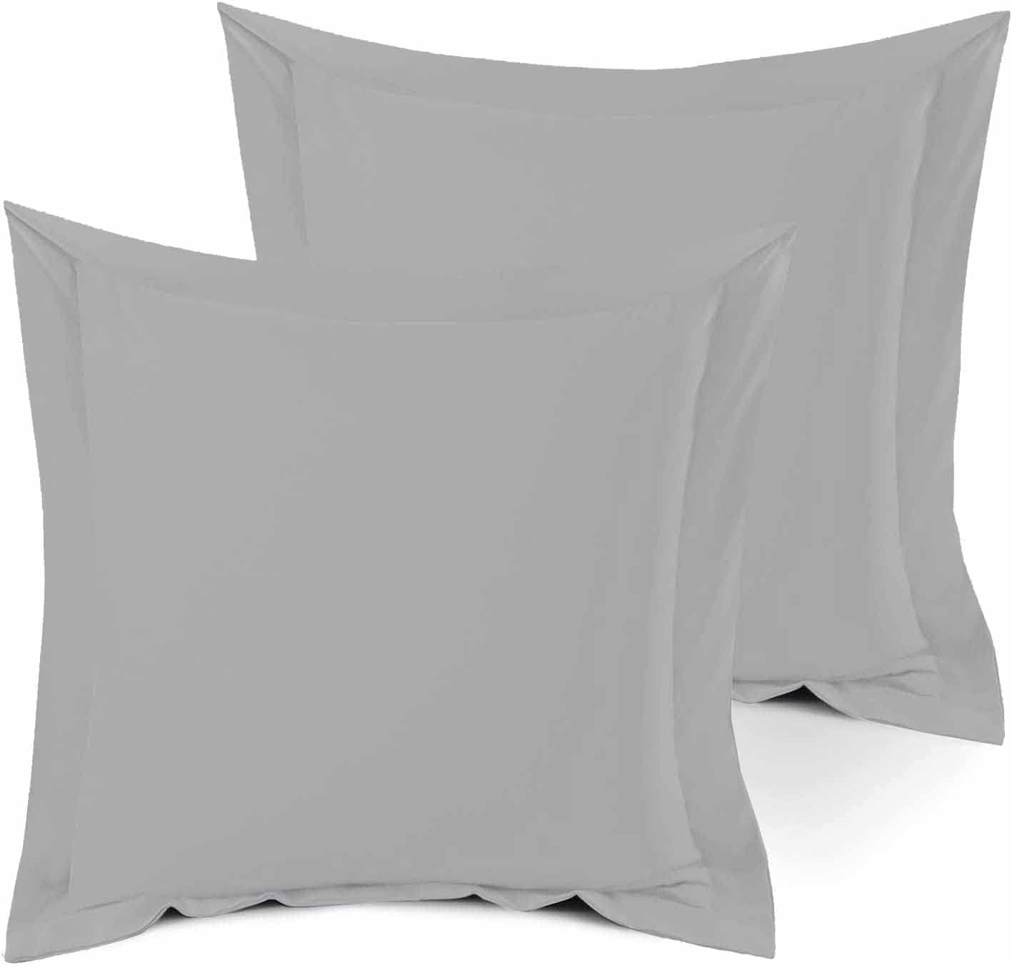 Olivia Rocco European Pillow Shams (26" x 26") Inch,100% Egyptian Cotton 1000 Thread Count Soft Skin Friendly (2 Piece) Cushion Cover Decorative Euro Shams - Silver Solid