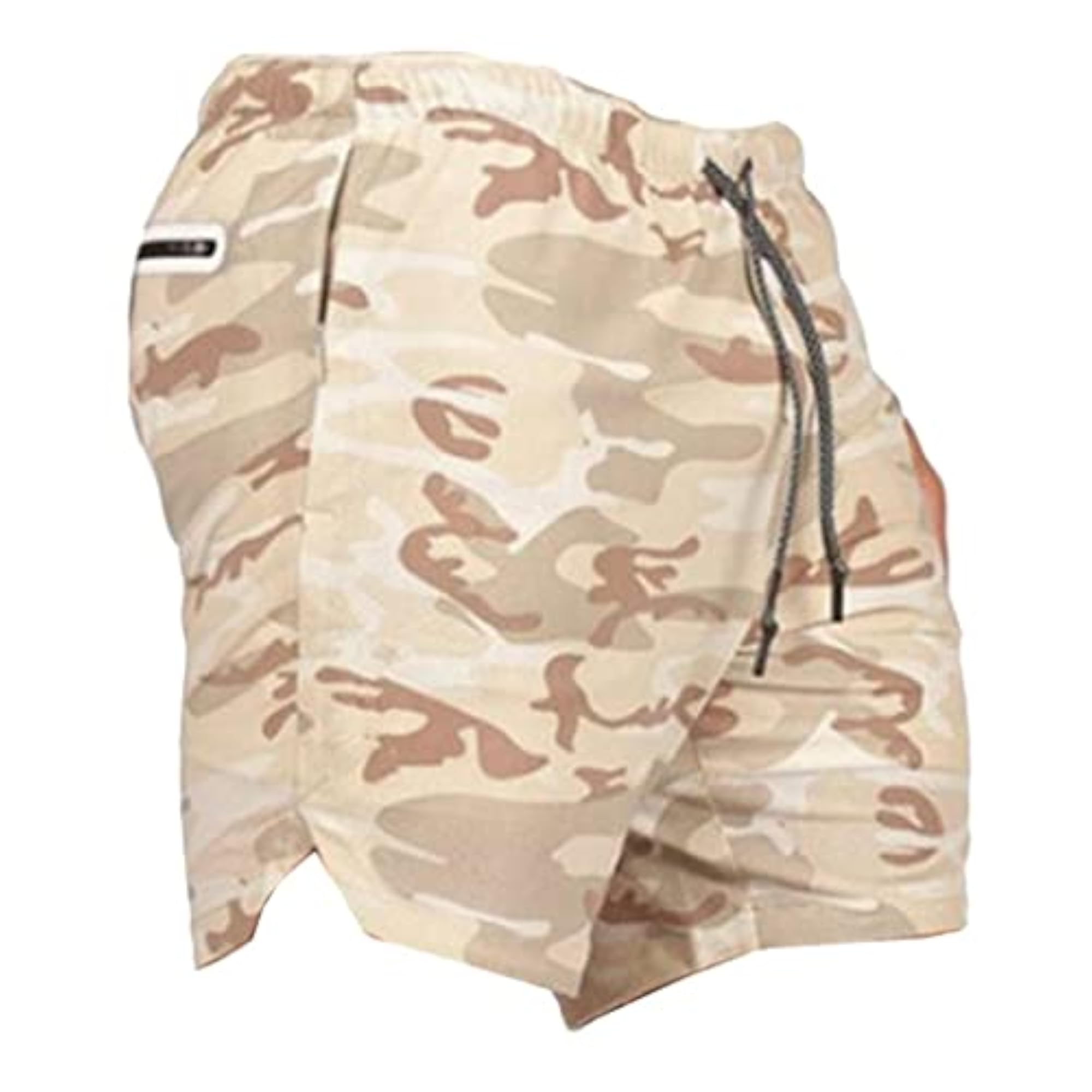 2-in-1 Men's Running Shorts with Built-in Base Layer, Brown