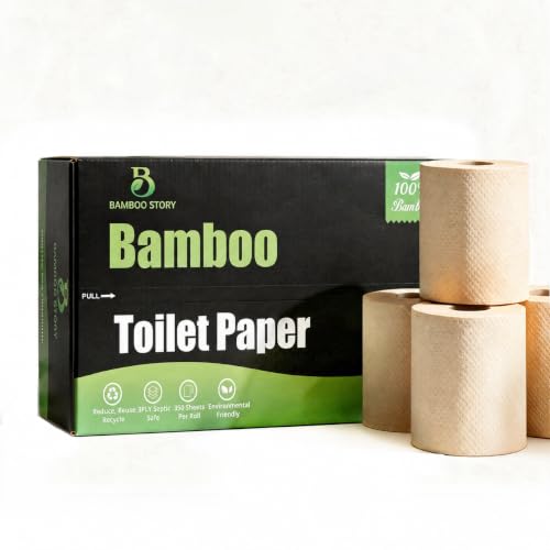 Image of Bamboo Story, Bamboo Toilet Paper Unbleached, 6 Rolls, 3 Ply and 350 Sheets Bamboo Toilet Tissue - FSC Certified, Biodegradable, Chemical Free, Plastic Free, BPA Free, Septic Safe Toilet Paper