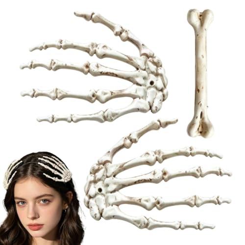 Pinzas Halloween para cabello con diseño realista de esqueleto y horquillas de hueso