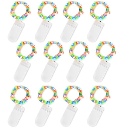 Jsdoin Cadena de Luces con Pilas, 20 LEDs 2M Alambre de Cobre Guirnaldas Luces Micro,Interior, Exterior, Boda, Fiesta de Navidad (Multicolor, 12 Piezas) | Ya disponible en tu tienda friki favorita! En mundofriki.es!