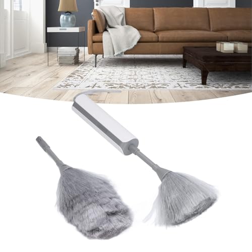 Plumero De Limpieza Plumero Telescopico Extensible Varita De Polvo De Adsorción Electrostática De Plumero Giratorio Eléctrico con Cabezal Flexible Cerdas Suaves Accesorios De Limpieza del Hogar