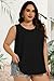 Women Plus Size Tank Top Casual Summer Tops Loose Fit Sleeveless T Shirts Trendy Crewneck Tunic Tees(Black,6XL)