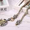 Oidea Viking Necklace for Men: Vintage Ouroboros Snake Valknut Runes Pendant with Wolf Head Byzantine King Chain Nordic Amulet Jewelry Gifts 24" Chain Silvergold #2