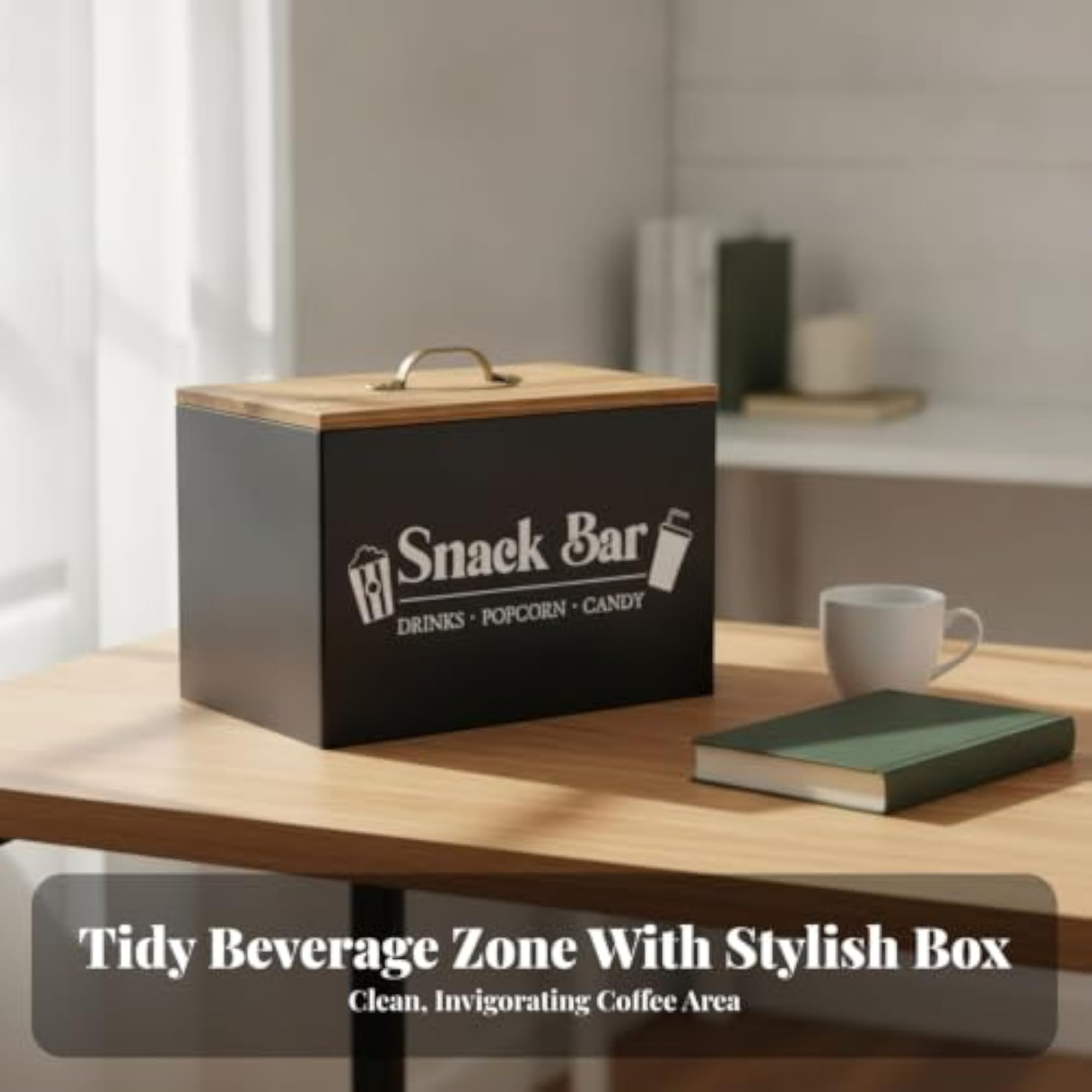 Portable Wooden Storage Box with Lid, Compact Organizer
