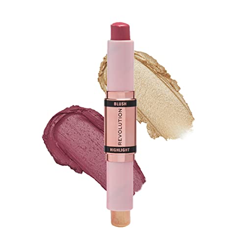 Revolution Beauty London, Blush and Highlight Stick, Mauve Glow, Face Blusher and Highlighter, 4.3g