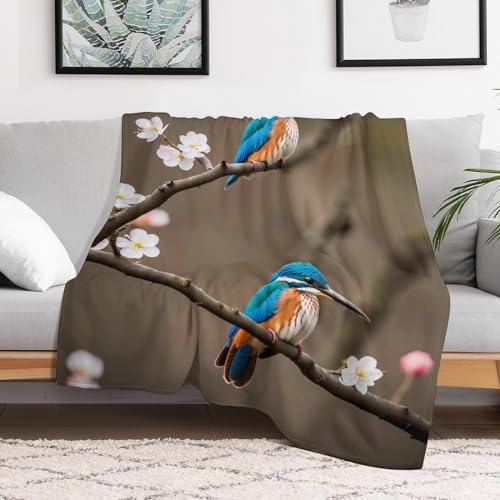 Couverture polaire oiseau pêcheur chaud et moelleux pour lit