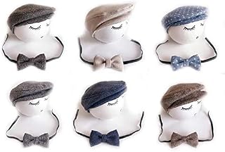 Matissa Newborn Baby Boy Flat Newsboy Cap and Bow tie Set Gatsby Cap Pageboy Golf hat