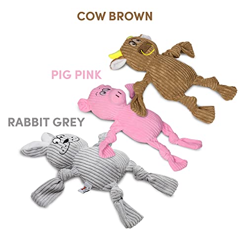 Image of BarkButler x Fofos Fluffy Cow Stuffed Soft Squeaky Plush Dog Toy,Brown|for X-Small- Small Dogs(0-10kgs)|Knotted Legs|Squeaker|Machine Washable|Corduroy Fabric|for All Breeds|Cuddle, Chew, Fetch