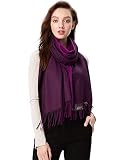 MaaMgic Schal Damen Zweifarbig Stola mit Baumwolle Pashmina Herbst Winter Mehrfarbige Deckenschal MEHRWEG dunkel lila
