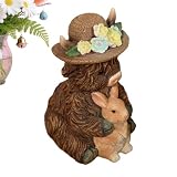 Estatuilla de vaca | Mesa Realista Hecho De Resina Sosteniendo Un Conejo | Juguetes De Granja Con Una Vaca - Para Decoración del Hogar, Escritorio, Vacaciones, Semana Santa, Juego, Boda, Habitación,