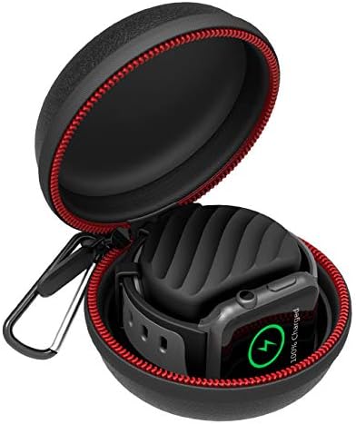 HALLEAST Compatible with for Apple Watch Charger Stand Holder, Charging Station EVA Hard Protective Storage Case Dock for iWatch Series 8 7 SE 6 5 4 3 2 1 38mm 40 41 42 44 45mm, No Charger, Black