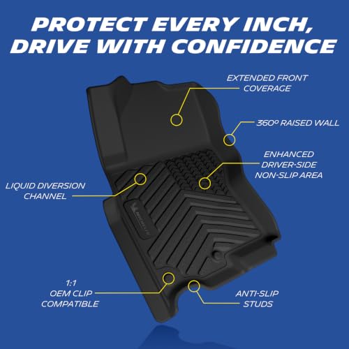 Image of Michelin Vehicle Mats for 2022-2026 Nissan Frontier Crew Cab | Not Fit King Cab, All-Weather TPE Custom Fit Liner, Non-Slip, Premier Series 1st & 2nd Row, Premier
