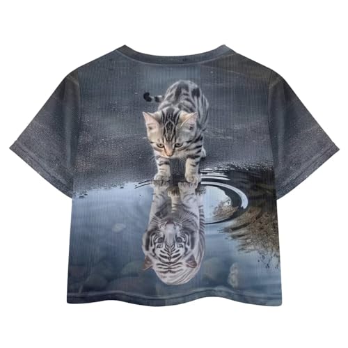 Image of Kids T Shirt Short Sleeve Crop Tops for Girls Summer Clothes Pullover Tees Shirt 5-14