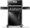 Napoleon Rogue 425 Propane Gas Grill with Range Side Burner, Black, 3 Stainless Steel Main Burners