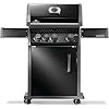 Napoleon Rogue 425 Propane Gas Grill with Range Side Burner, Black, 3 Stainless Steel Main Burners, Durable Grilling Power