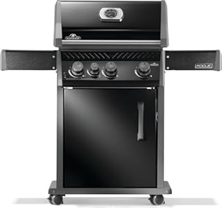 Napoleon Rogue 425 Propane Gas Grill with Range Side Burner, Black, 3 Stainless Steel Main Burners, Durable Grilling Power