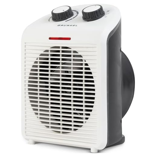 Calefactor de baño Grunkel de bajo consumo, hasta 2000W, 3 modos, 6 niveles de potencia, antivuelco y sistema de protección contra el sobrecalentamiento. Ligero y cable de 1m. (Blanco)