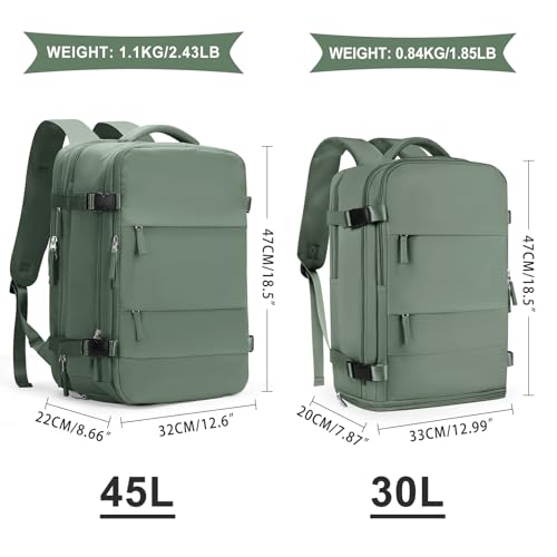 Image of coowoz Large Travel Backpack For Women Men, Carry On Backpack,Hiking Backpack Waterproof Outdoor Sports Rucksack Casual Daypack Expandable Heavy Duty Extra large Backpack Olive Green