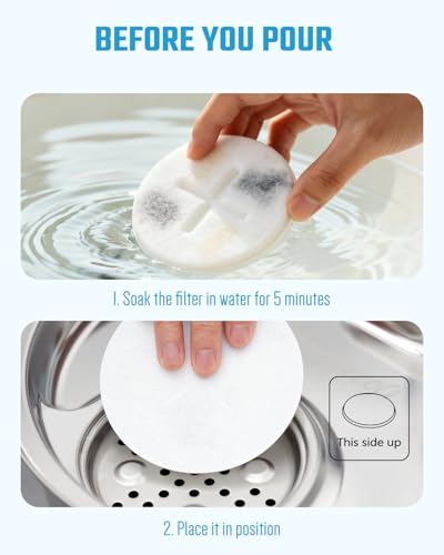 Image of Dog Water Fountain Filters, Pet Fountain Replacement Filters for WF02, White 6 Count (Pack of 1)