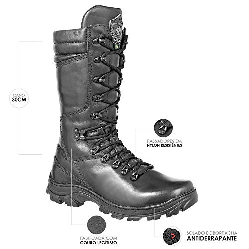 Coturno Choque ll em Couro Bmbrasil 5193/01 Preto 38