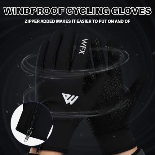 WESTWOOD FOX WFX Rękawice zimowe ekran dotykowy antypoślizgowe ciepłe rękawiczki wiatroszczelne termiczne sportowe rękawice rowerowe dla mężczyzn i kobiet outdoorowe rękawice rowerowe do biegania kemping jazdy (czarne, duże)
