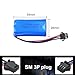 KBT 2 Pack 7.4V Lithium Battery SM-3P Plug, 600mAh Rechargeable RC Battery with 2 USB Charging Cable for DE82 TK3086B G20601 RC Toy RC Car