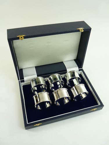 New Sterling Silver Set of 6 Napkin or Serviette Rings Boxed