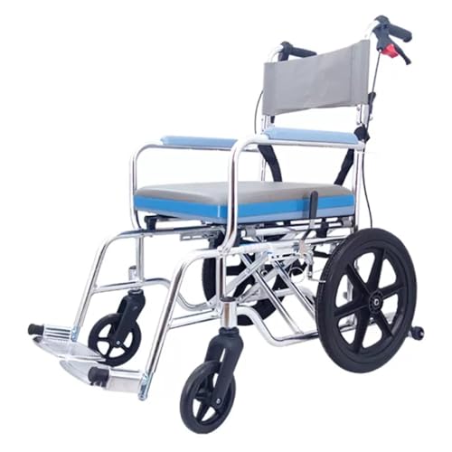 ZGYOZMNG Fauteuil Roulant de Toilette Mobile Pliable pour Personnes âgées, Chaise percée de Transport de Chevet avec Roues, Roues antidérapantes élargies, Charge de 100 kg, pour Petite Douche