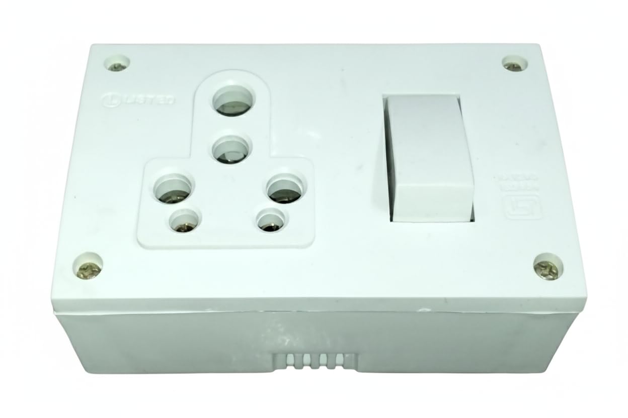 16 Amp Electric Switch Board, White Plastic Wall Mount Socket Panel, 6-Pin Multi-Purpose Power Outlet-image-13