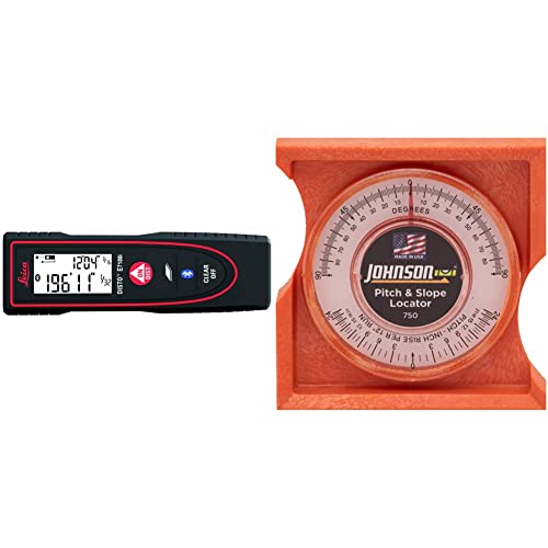 Leica DISTO E7100i 200ft Laser Distance Measure with Bluetooth, Black/Red & Johnson Level & Tool 750 Pitch & Slope Locator, Orange, 1 Level