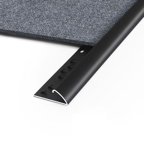 Tira de Umbral Tira de Transición de Borde de Alfombras con Dientes, Tiras de Cubierta de Alfombra de Transición de Piso de Aleación de Aluminio, Barra de Unión de Alfombras a Prueba de Agua(Black)