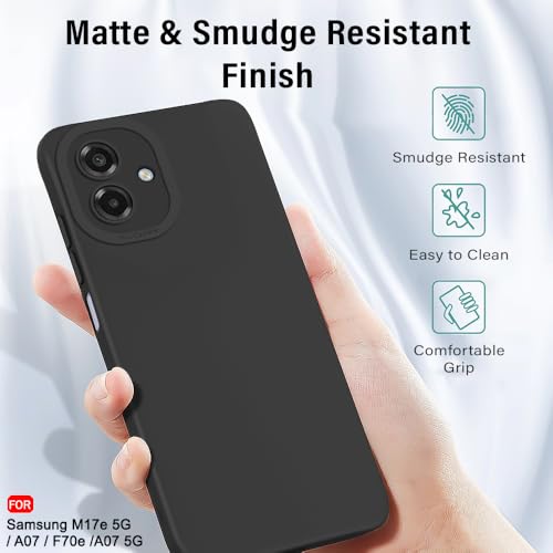 Image of TheGiftKart Liquid Silicon Back Cover Case for Samsung Galaxy M17e 5G / A07 / F70e / A07 5G | Stylish Camera Protection Module | Micro-Fibre Lining Inside | Shockproof Cover Case (Silicone, Black)