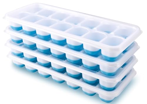 Eiswürfelform, 4 Stück Silikon Eiswürfelbehälter mit Deckel, BPA Frei TECHSHARE Eiswürfelformen für Whiskey, Cocktails, ...