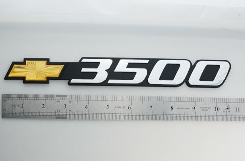 Image of Pair Set Bowtie 3500 Emblems Front Door Right Left 3D Badge Nameplate Sticker Replacement for 2001-2007 Silverado 15126053 (Yellow)