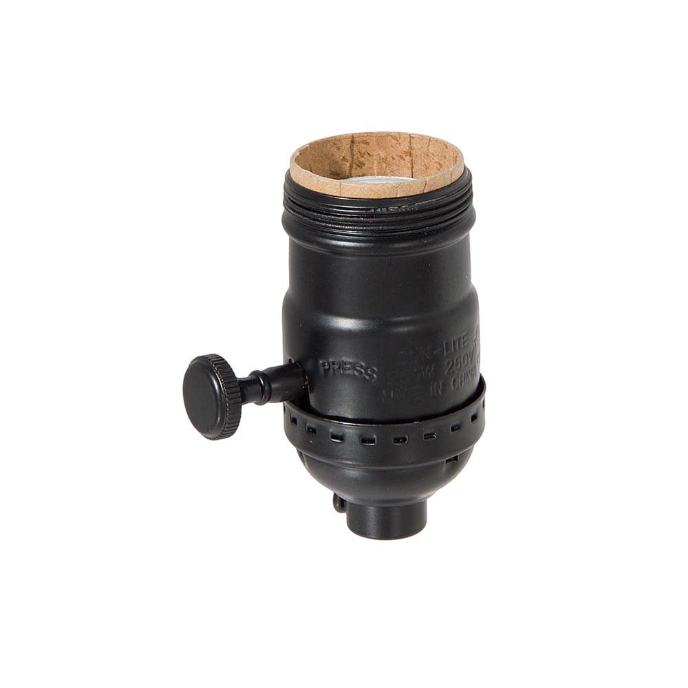 B&P Lamp® Brass Turn Knob Sockets, Polished Copper Finish, 3-Way Function, Uno Thread Shell