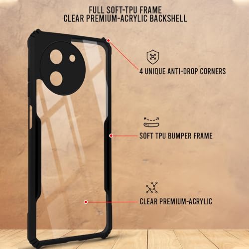 Image of Jkobi Back Cover Case for Vivo T3x 5G (Shockproof with Polycarbonate Clear Panel | Professional Black)