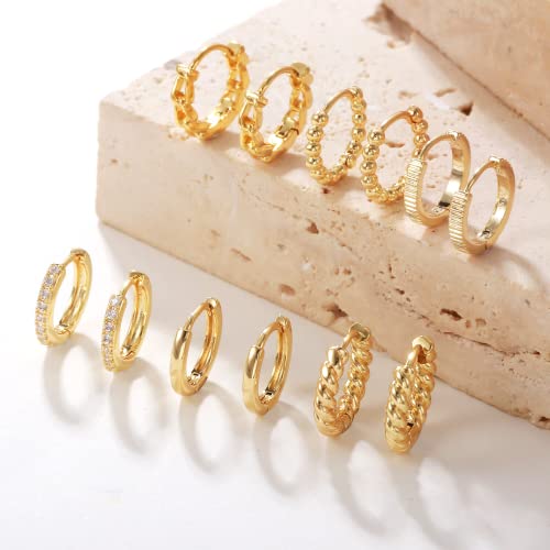 BMMYE 4 Pairs Small Gold Huggie Hoop Earrings for Women Hypoallergenic Mini Hoops Earrings Set for Multiple Piercing Lightweight Small Gold Hoops Stack Jewelry for Gifts4